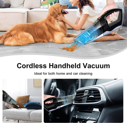 Handheld Vacuum Cordless,High Power 120W/8000Pa, Hand Vacuum Cordless Rechargeable for Home & Office,Car Vacuum (Black)