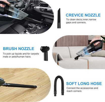 Handheld Vacuum Cordless,High Power 120W/8000Pa, Hand Vacuum Cordless Rechargeable for Home & Office,Car Vacuum (Black)