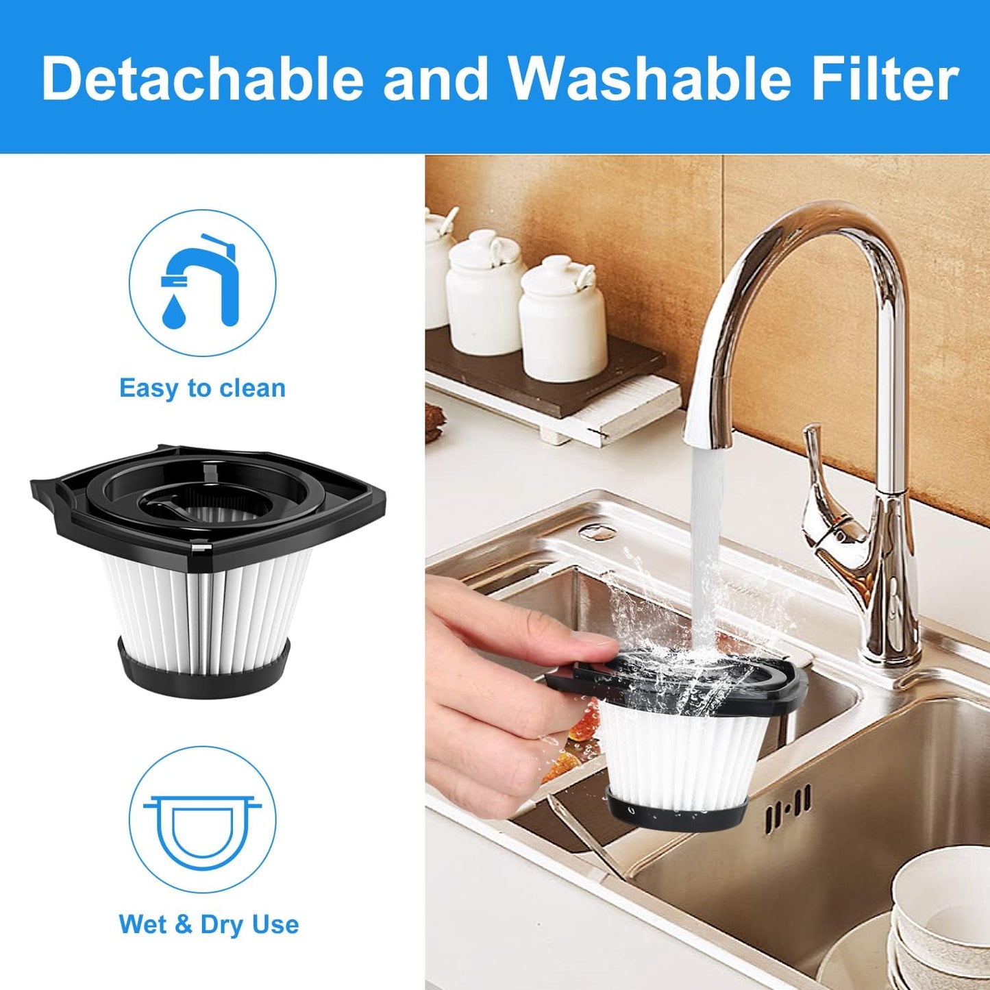 Handheld Vacuum Cordless,High Power 120W/8000Pa, Hand Vacuum Cordless Rechargeable for Home & Office,Car Vacuum (Black)