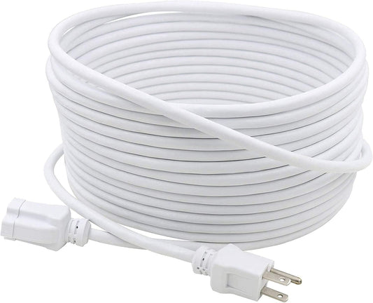 35 Ft Outdoor Extension Cord 16/3 SJTW, 3 Prong Grounded Plug, Weather Resistant & Flame Retardant, General Purpose Power Cord, White, DCOC-0207-DC
