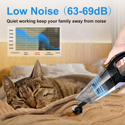 Handheld Vacuum Cordless,High Power 120W/8000Pa, Hand Vacuum Cordless Rechargeable for Home & Office,Car Vacuum (Black)
