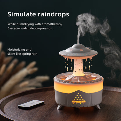 Raining Humidifier UFO Raindrop Aromatherapy Ultrasonic Water Drop Air Rain Humidifier 350Ml 7 Colors LED Lamp Raindrop Aroma Diffuser